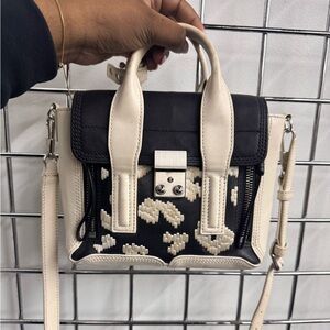 3.1 Phillip‎ Lim Pashli Mini Leather Satchel Bag Black/White